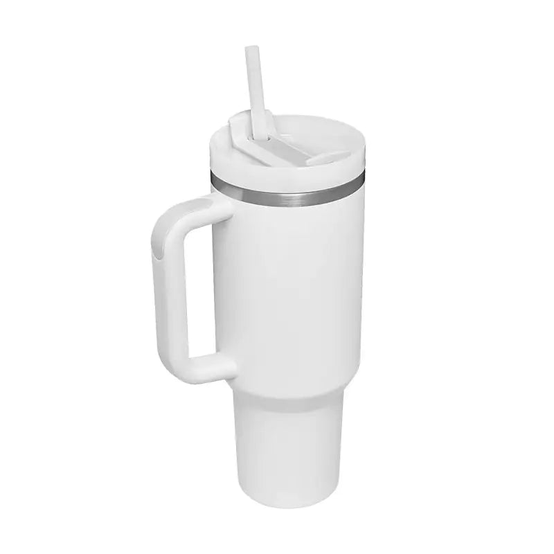 40 Oz Sleek Stainless Tumbler with Handle & Straw