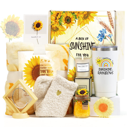 Sending Sunshine Gifts for Women Sending Sunflower Gifts for Mom 9 Pcs Spa Gifts for Women Birthday Gift Sets Gifts for her Unique Holiday Gifts Basket for Women Girlfriend Sister Mom Wife