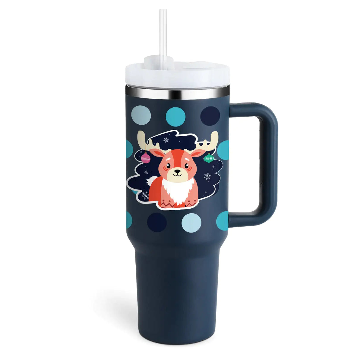 40 Oz Sleek Stainless Tumbler with Handle & Straw
