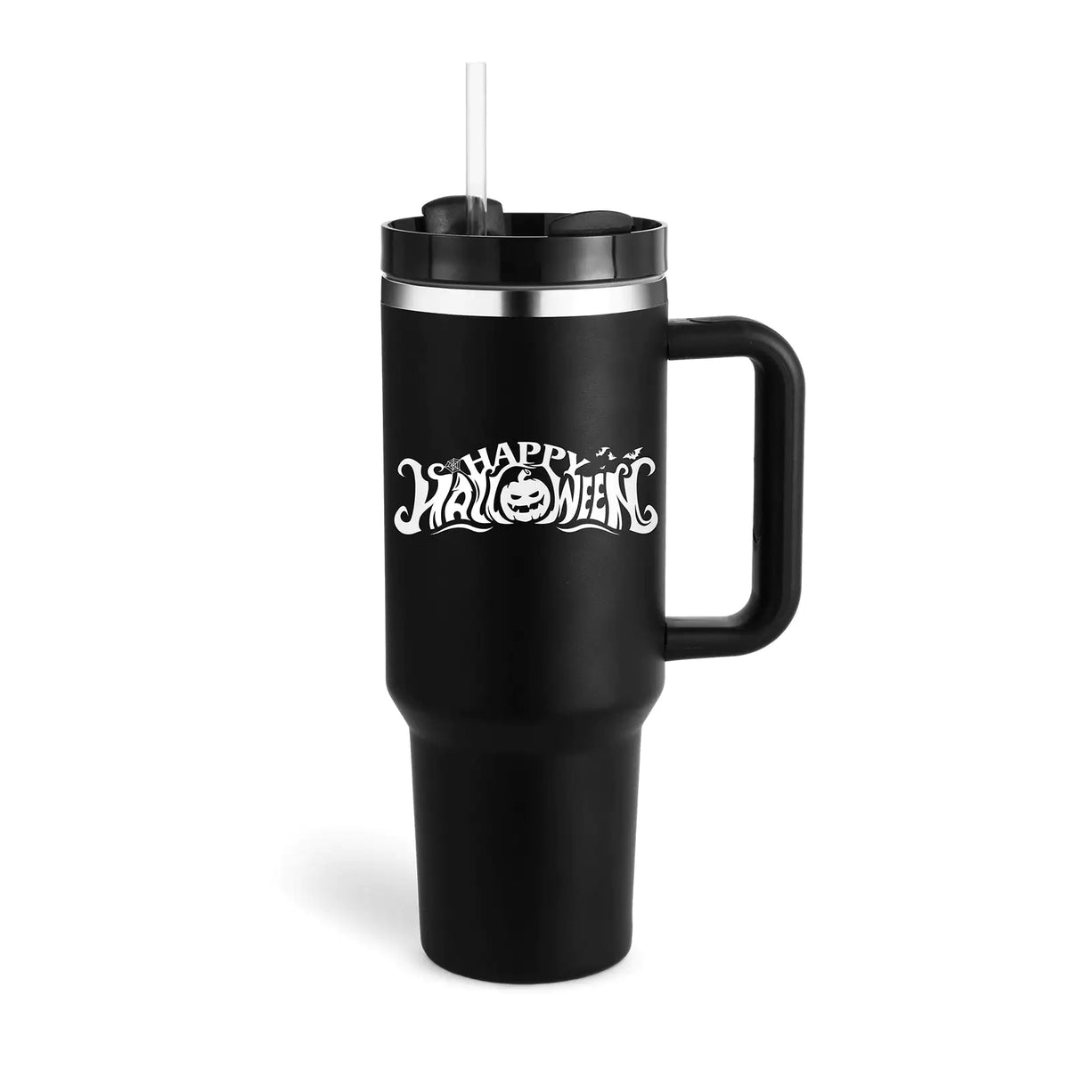 40 Oz Sleek Stainless Tumbler with Handle & Straw