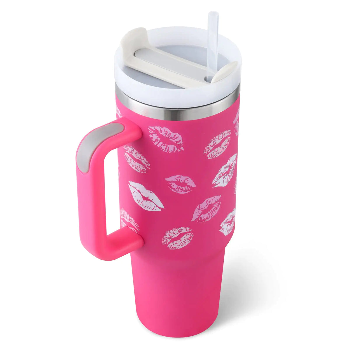 40 Oz Sleek Stainless Tumbler with Handle & Straw