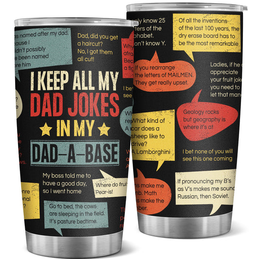 Dad Gifts for Dad from Children - Christmas Day Birthday Gifts for Dad from Daughter Son Funny Dad Jokes 20oz Tumbler Gift for Men Who Have Everything Bonus Dad