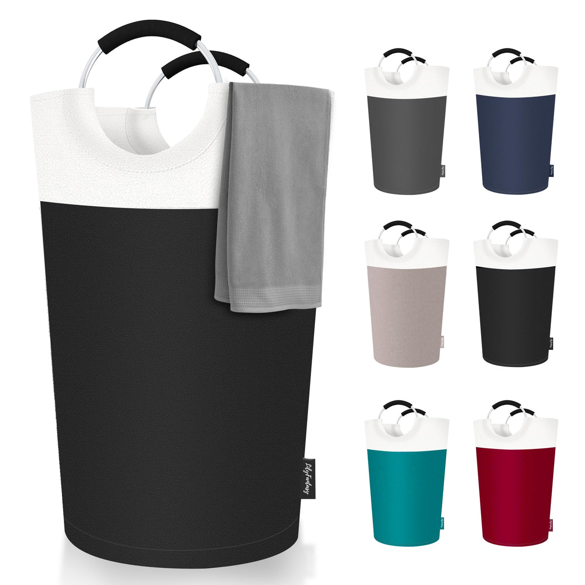 LilyFantasy 90L Laundry Basket Collapsible Laundry Hamper with Padded Handles Waterproof Laundry Bag Tall Clothes Hamper Stand Up Well Foldable Laundry Baskets for Easy Storage(Black)
