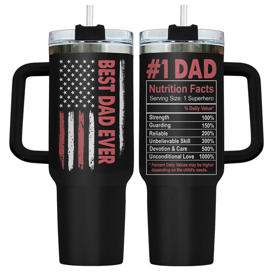 34HD Best Dad Ever Tumbler with Handle 40oz Dad Tumbler Stainless Steel Dad Coffee Mug Flag Tumbler for Men Dad Gifts for Christmas Fathers Day