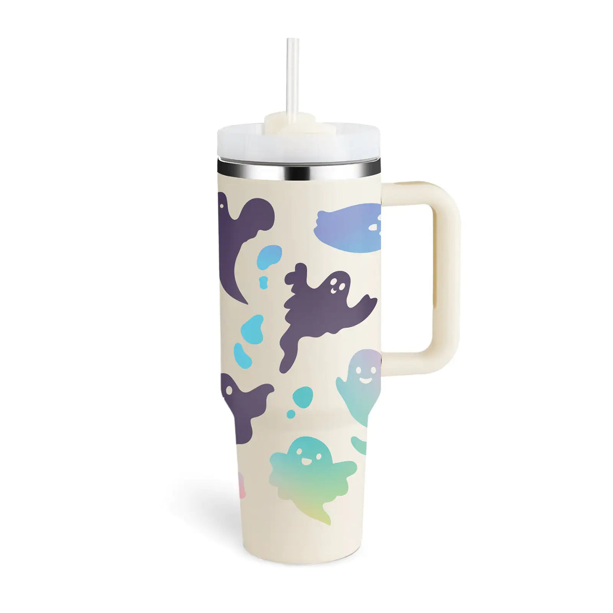 40 Oz Sleek Stainless Tumbler with Handle & Straw