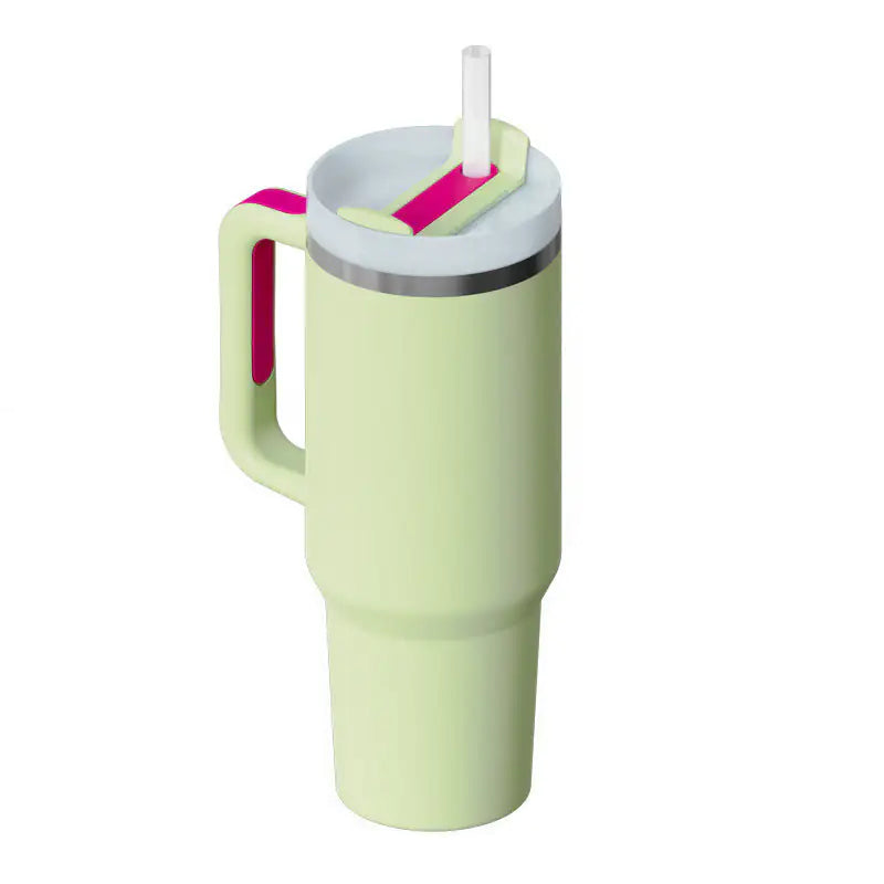40 Oz Sleek Stainless Tumbler with Handle & Straw
