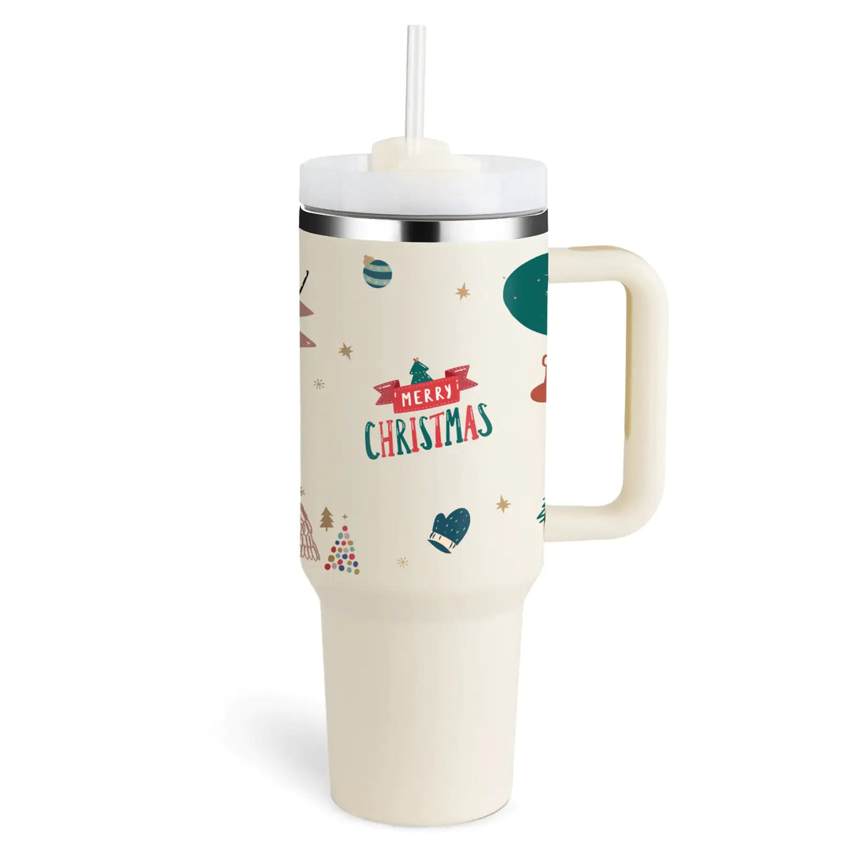 40 Oz Sleek Stainless Tumbler with Handle & Straw