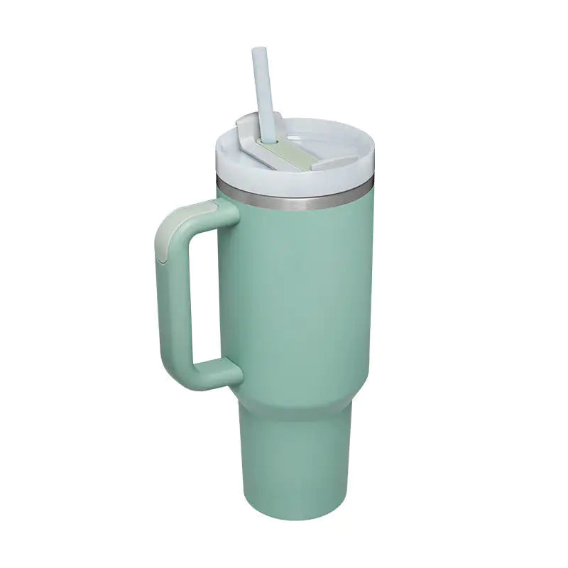 40 Oz Sleek Stainless Tumbler with Handle & Straw