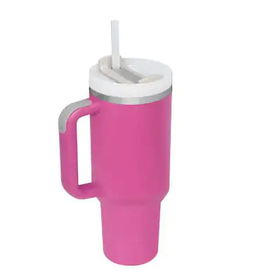 40 Oz Sleek Stainless Tumbler with Handle & Straw