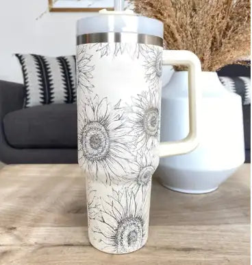 40 Oz Sleek Stainless Tumbler with Handle & Straw