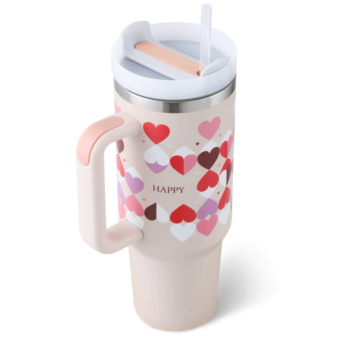 40 Oz Sleek Stainless Tumbler with Handle & Straw