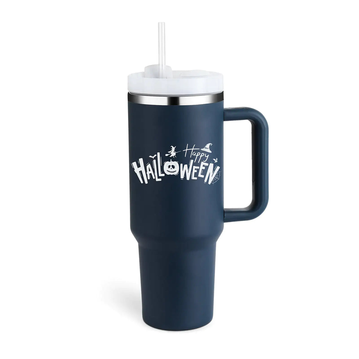 40 Oz Sleek Stainless Tumbler with Handle & Straw