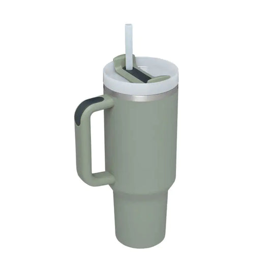 40 Oz Sleek Stainless Tumbler with Handle & Straw