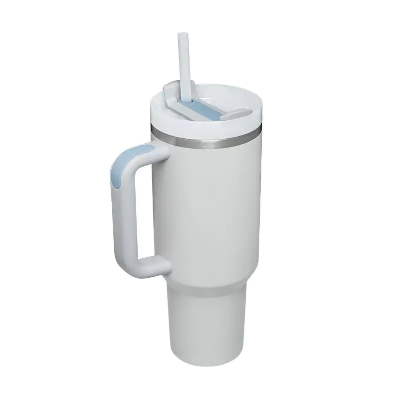 40 Oz Sleek Stainless Tumbler with Handle & Straw