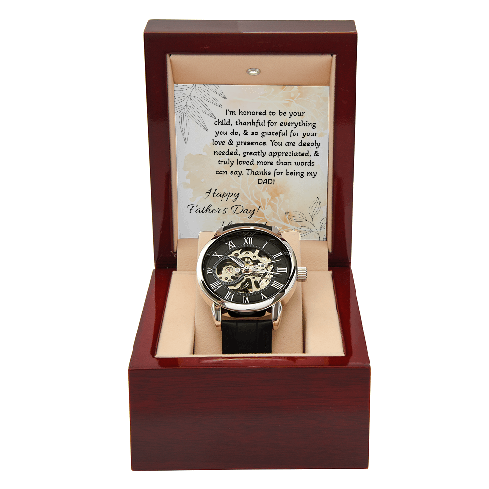 Dad, Time Looks Good on You Men's Openwork Watch