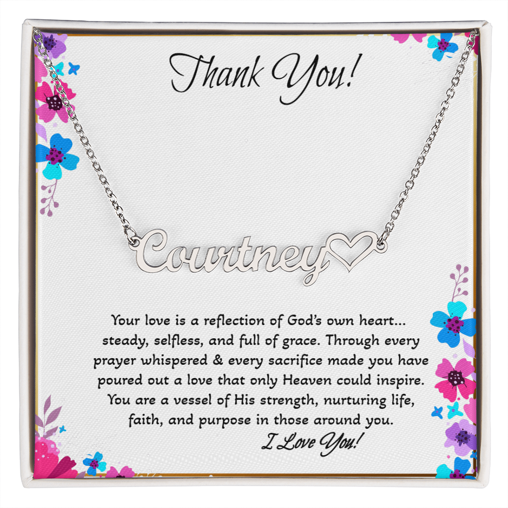 Personalized Heart Name Necklace – Faith-Based Gift for Mom | “Your Love Reflects God's Heart”