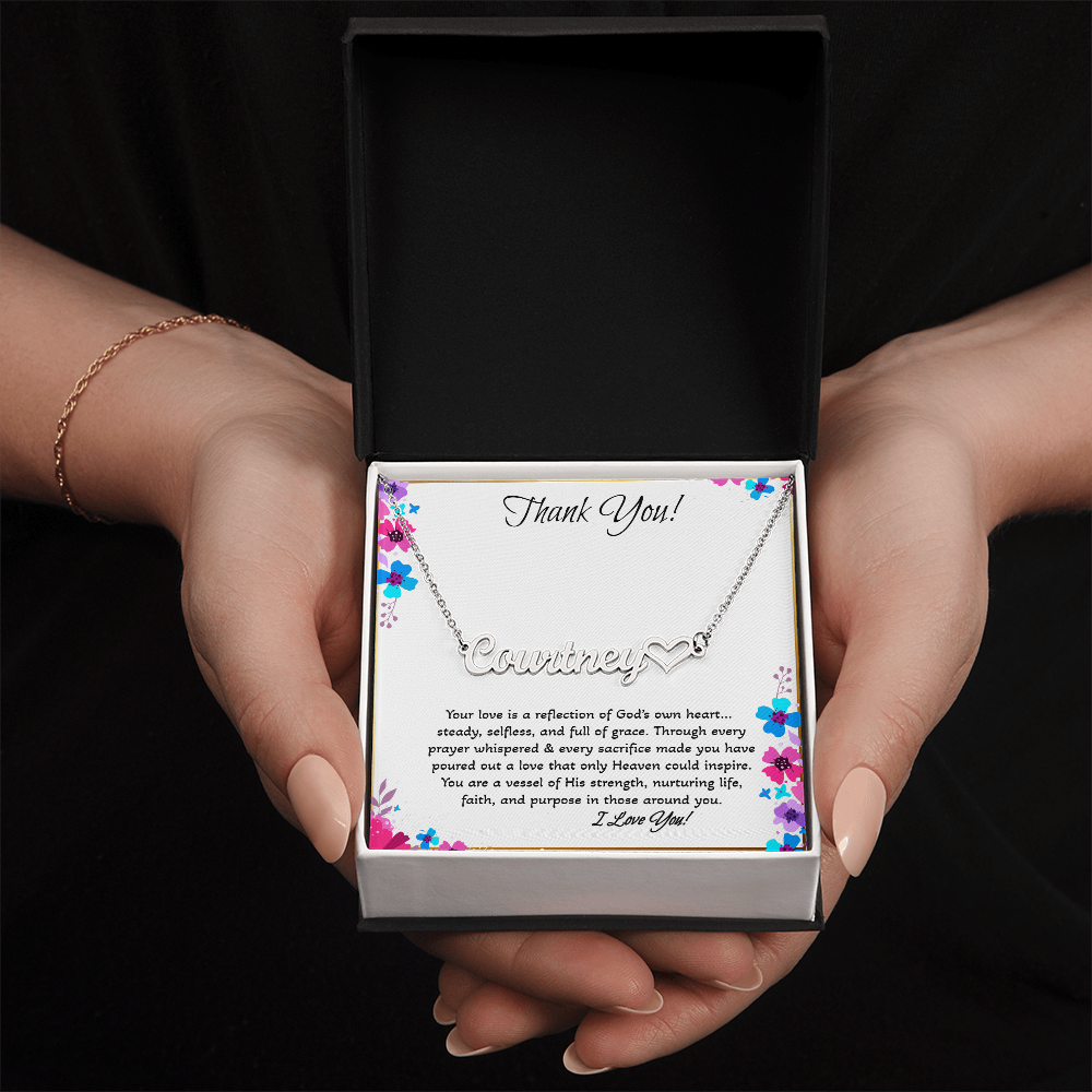 Personalized Heart Name Necklace – Faith-Based Gift for Mom | “Your Love Reflects God's Heart”