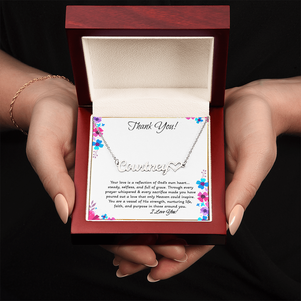 Personalized Heart Name Necklace – Faith-Based Gift for Mom | “Your Love Reflects God's Heart”