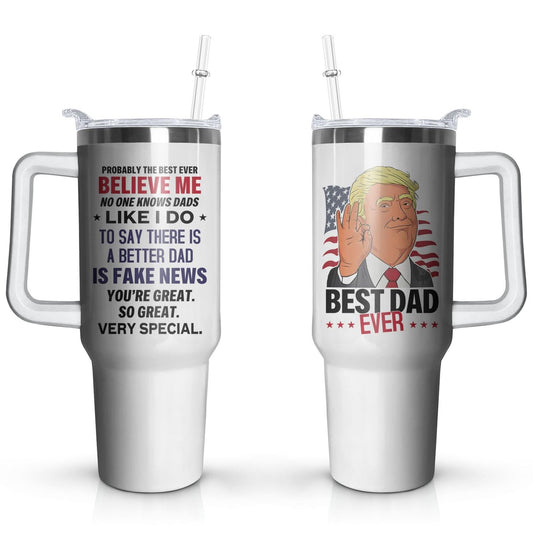 Lumumanber Gifts for Dad from Daughter Son - Best Dad Ever Trump Gifts - Fathers Day Christmas and Birthday Gifts for Dad - Funny Presents for Dad - 40oz Tumbler with Handle and Straw