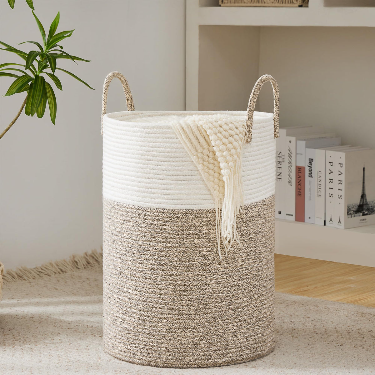 Cotton Rope Laundry Hamper by YOUDENOVA 43L - Woven Collapsible Laundr ...