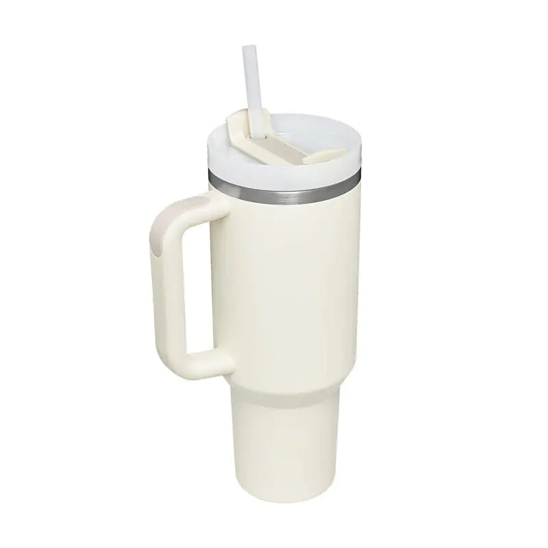 40 Oz Sleek Stainless Tumbler with Handle & Straw