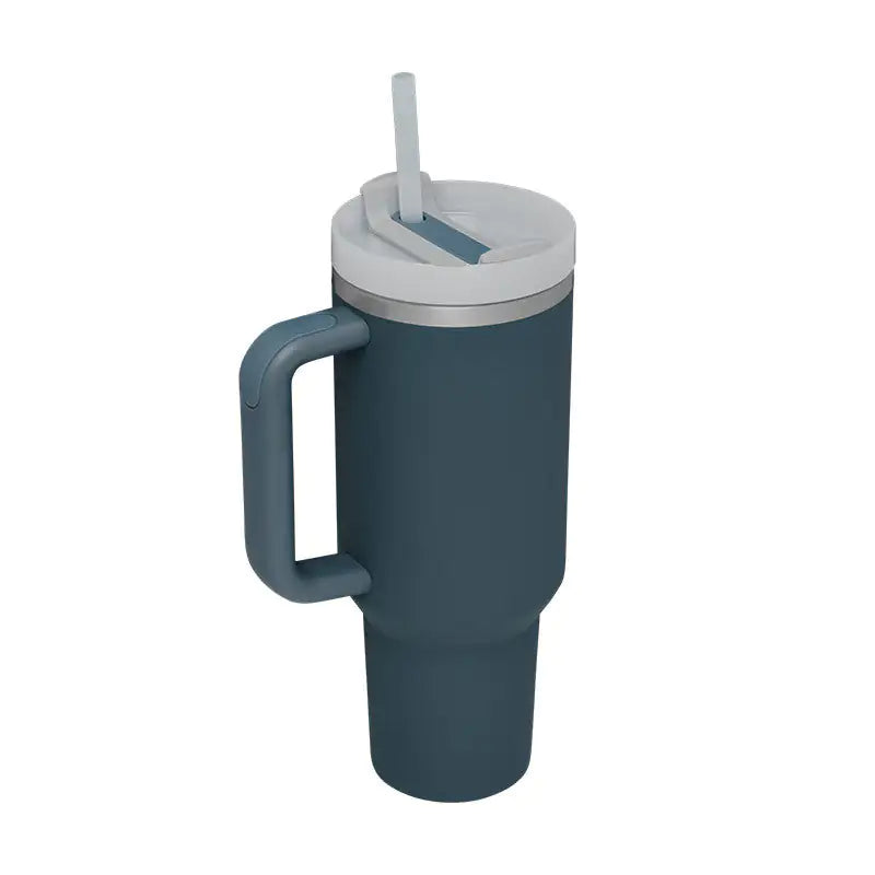 40 Oz Sleek Stainless Tumbler with Handle & Straw