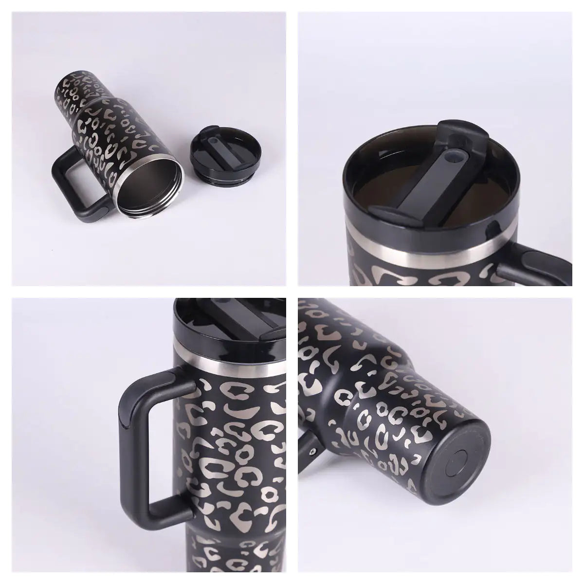 40 Oz Sleek Stainless Tumbler with Handle & Straw