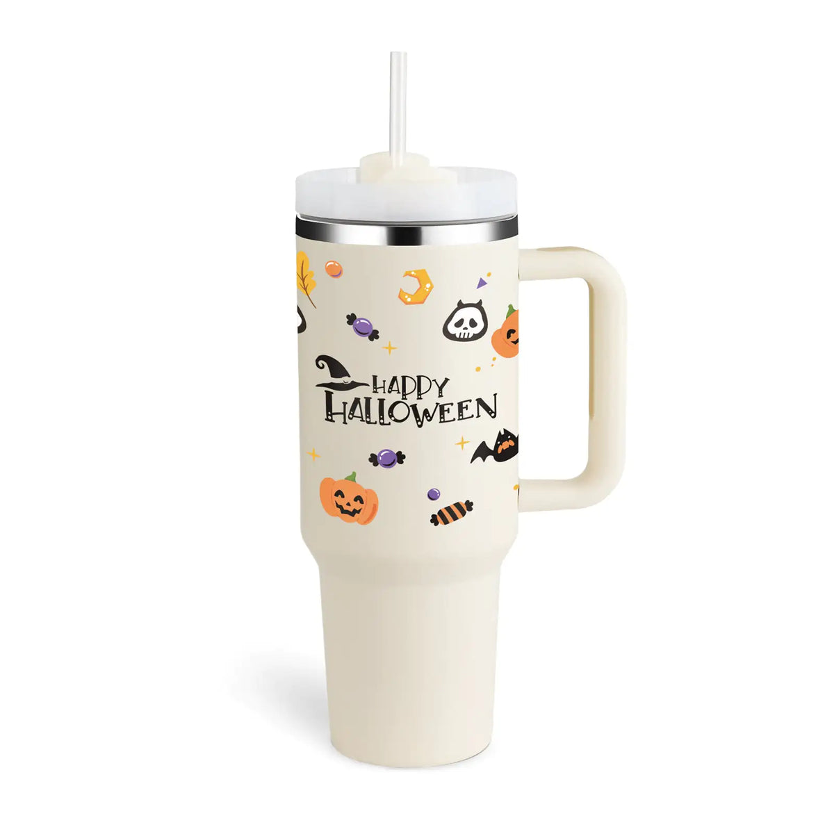 40 Oz Sleek Stainless Tumbler with Handle & Straw